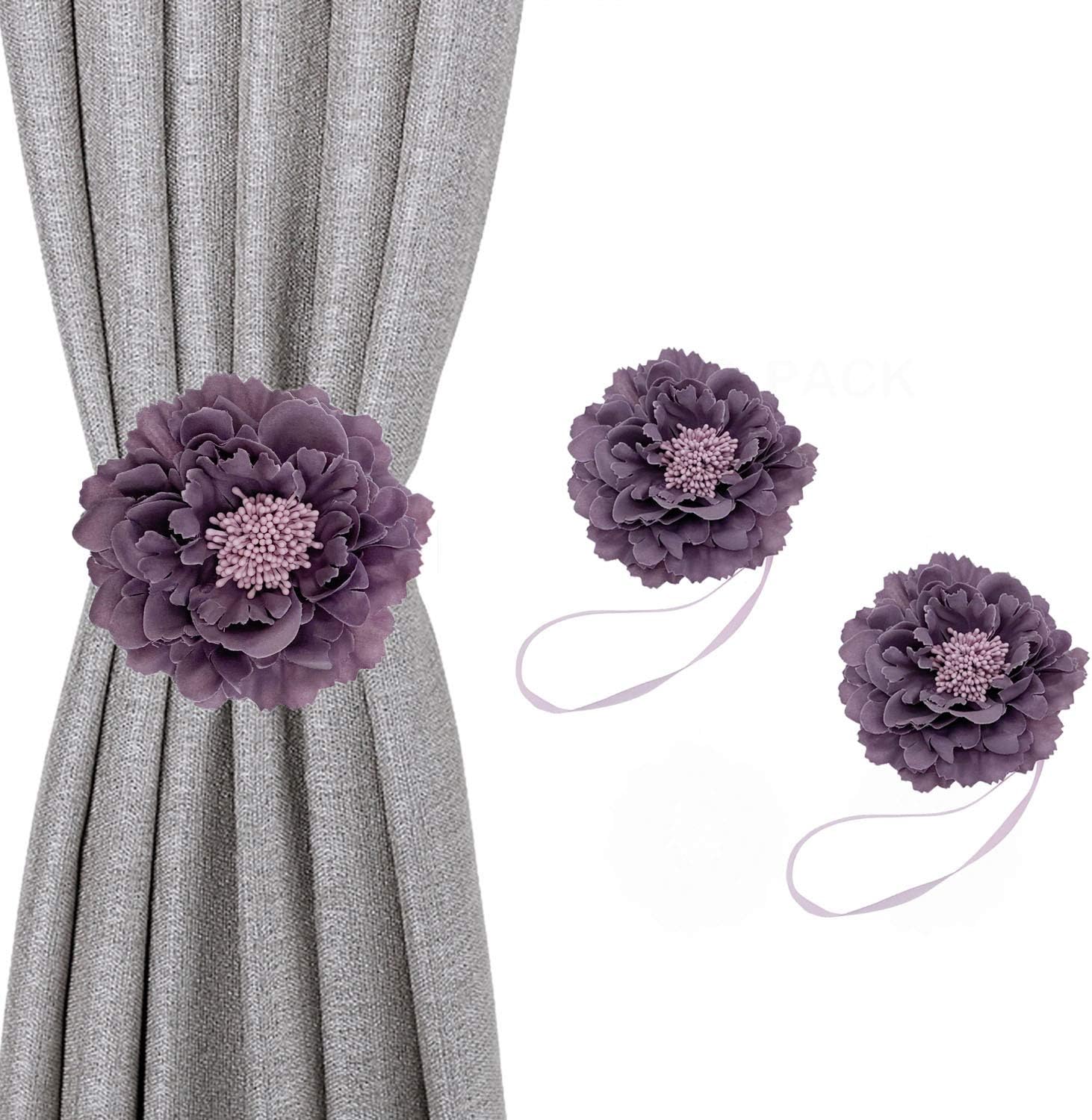 Peony Flower Curtain Tiebacks Decorative Floral Curtain Holdbacks for Drapes