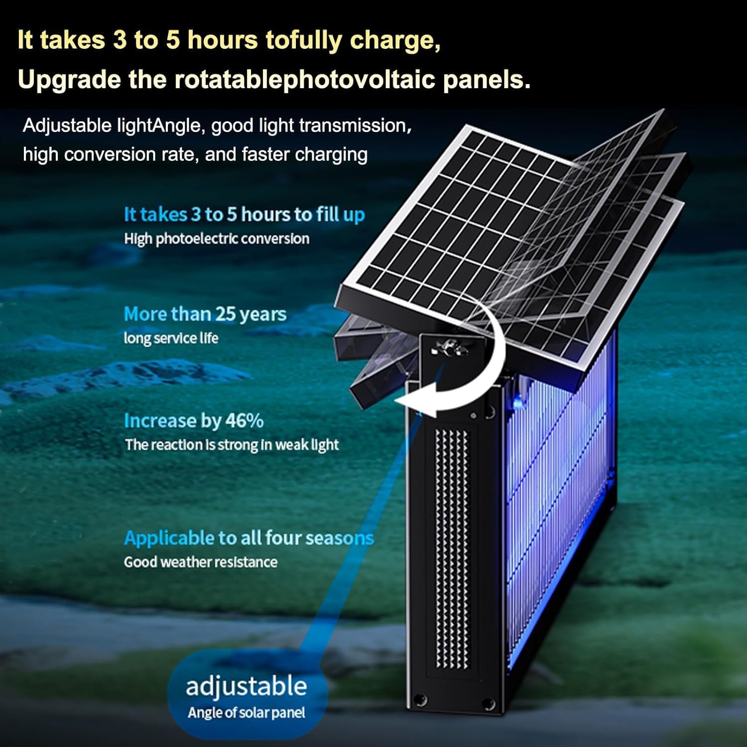 Solar Mosquito Zapper Outdoor – Rechargeable UV Bug Zapper with White & Purple Light | IP44 Waterproof Insect Killer
