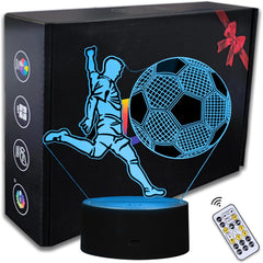 3D Soccer Night Light – Remote Control LED Lamp, 7 Colors, USB-C & Battery Powered