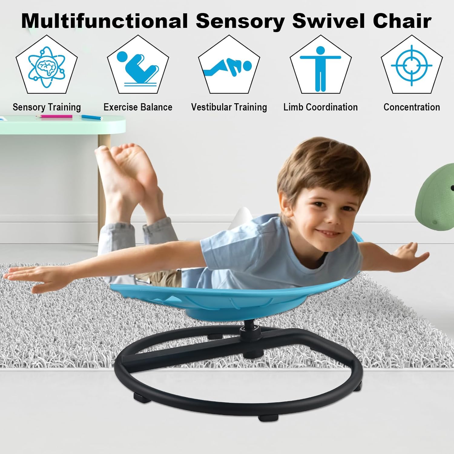Kids Sensory Spinning Chair – 360° Swivel Seat for Children Ages 3-7 | Autism ADHD Sensory Toy | Supports up to 330 lbs