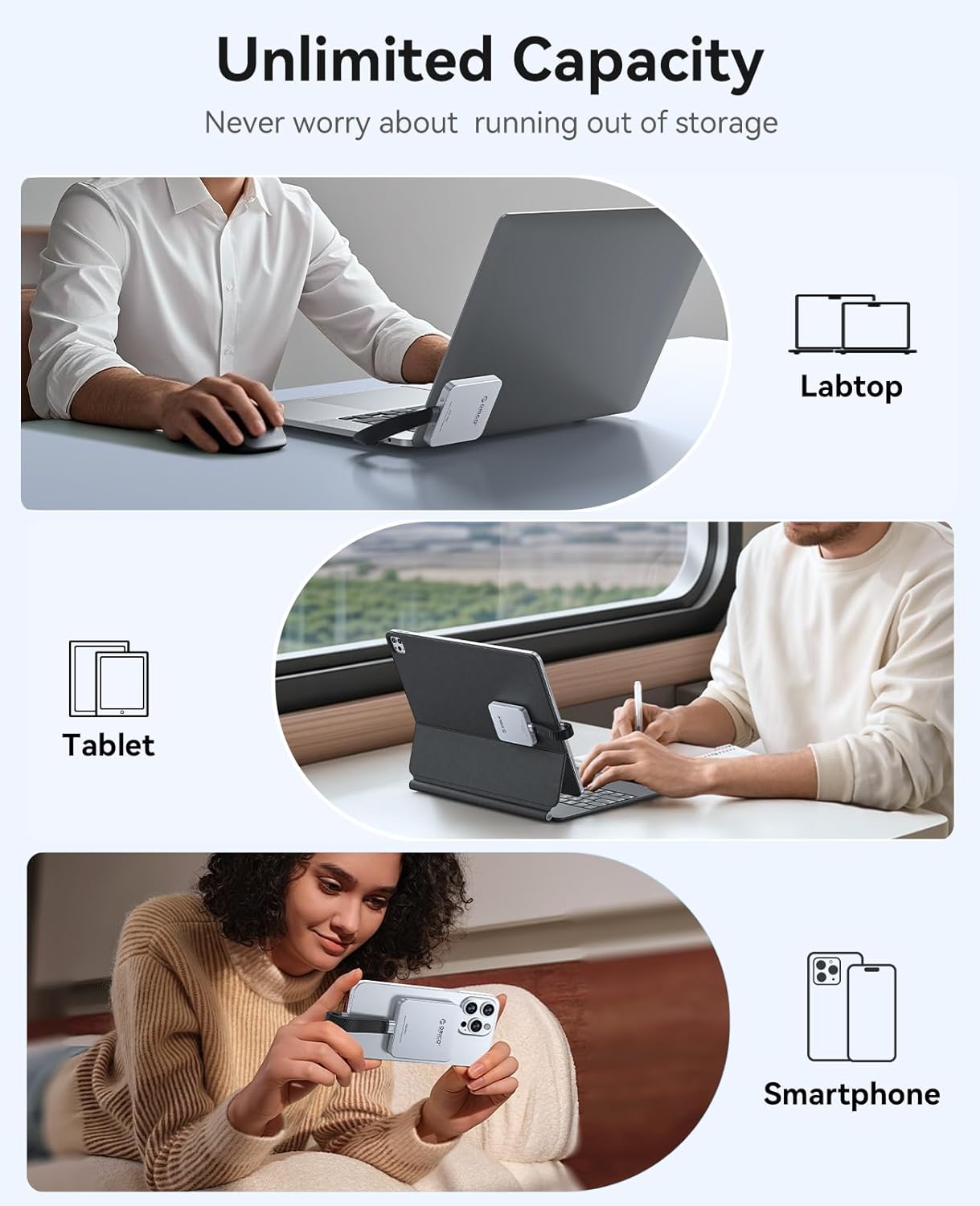 ORICO 1TB Magnetic External SSD – 2000MB/s Portable Drive for iPhone 17 & 16 Pro Max
