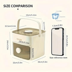 Compact Ice Cube Tray with Lid & Bin – Press-Type Ice Maker Bucket with Tongs (Green)