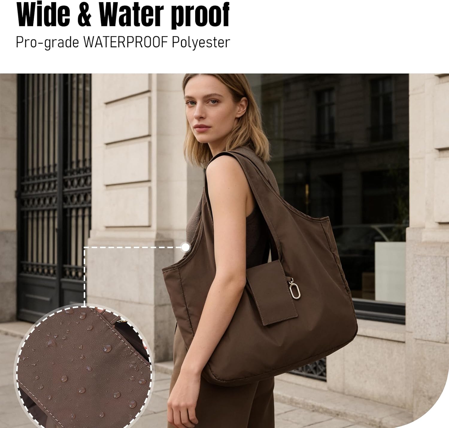 Mini Keychain Tote Bag - Foldable Vegan Leather Shopping Bag with Gold Accents for Daily Carry & Travel