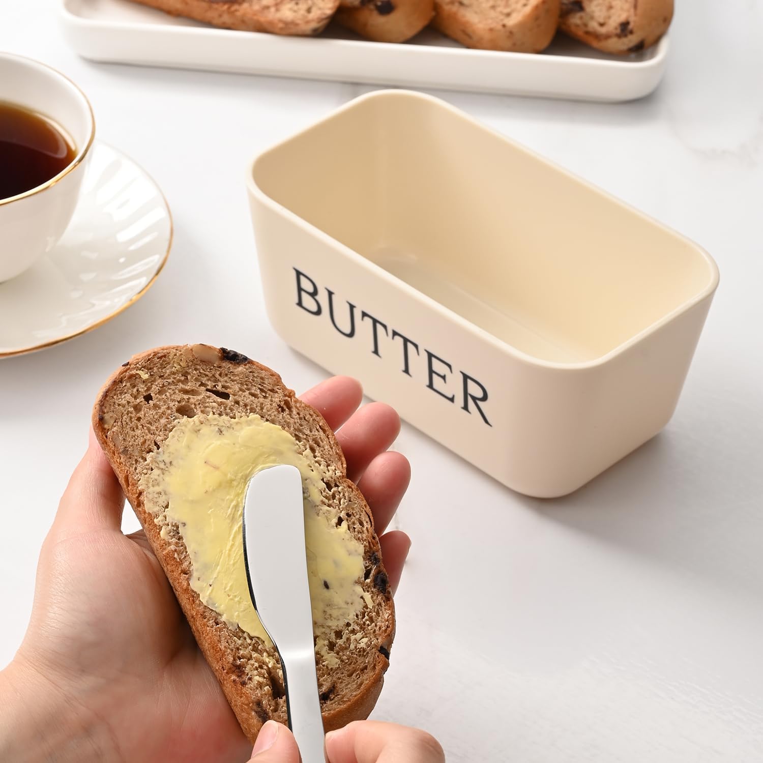Butter Dish with Knife – Large BPA-Free Butter Keeper Container for Countertop
