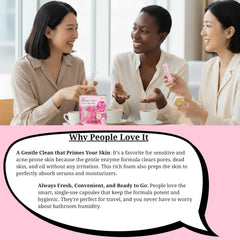 Japanese Enzyme Powder Face Wash - Gentle Exfoliating Cleanser for Smooth, Bright Skin - 32 Travel-Friendly Pods (Pink Edition)
