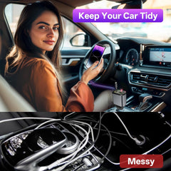 4-in-1 Retractable Car Charger 66W Fast Charging with Starry Sky Light