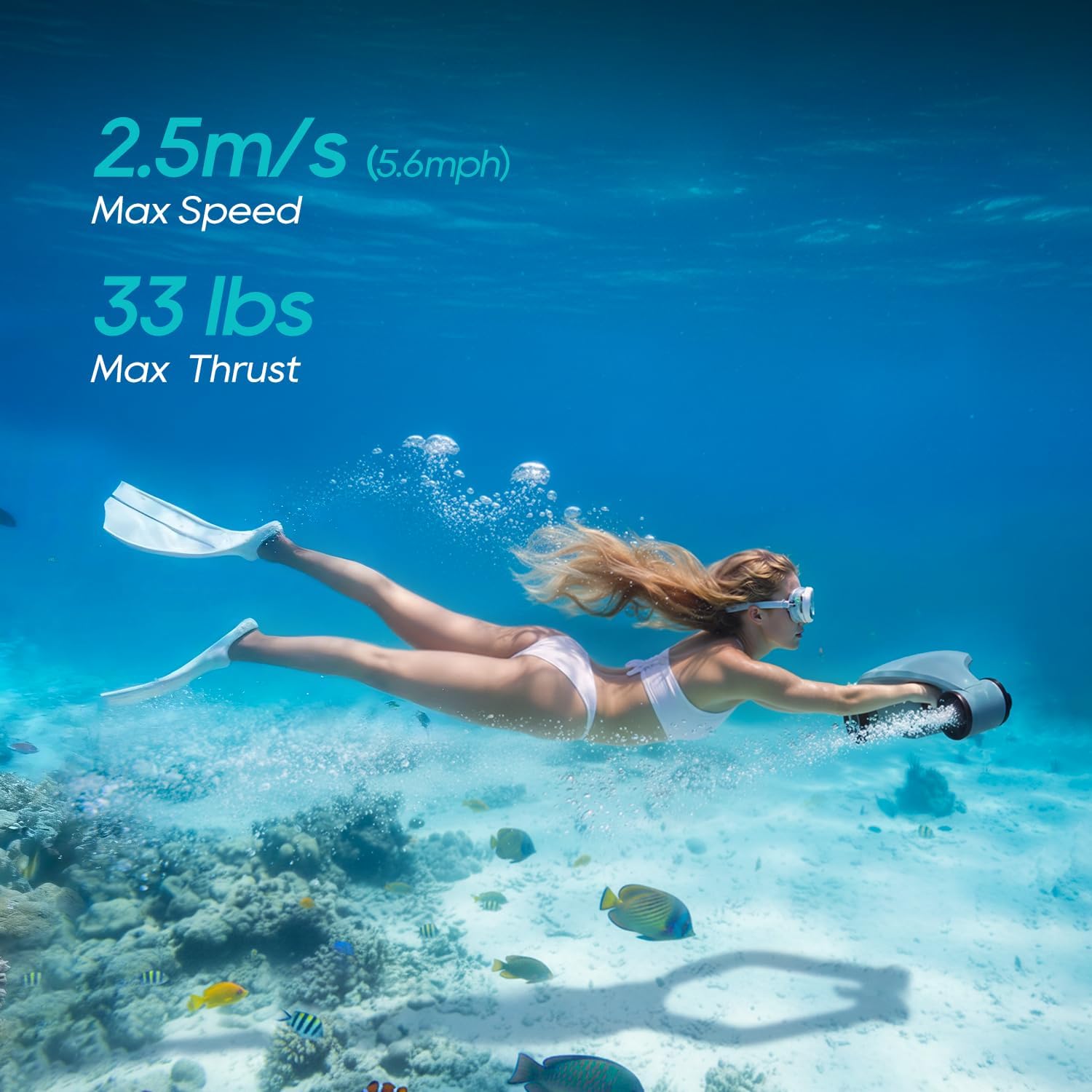 Asiwo Manta 2 Underwater Scooter — Dual Motor Sea Scooter with Camera Mount for Diving & Snorkeling