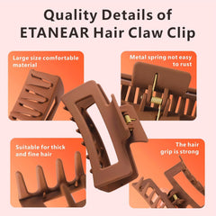 4Pcs Cloud Claw Clips - 4.2 Inch Non-Slip Strong Hold Hair Clips for Thick, Thin, & Curly Hair - Durable TPEE-Silicone