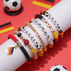 2026 Germany Soccer Bracelet Set – 8 Piece Stackable Beaded Bracelets with Football Charms, German Flag Colors & Fan Accents | World Cup Germany Fan Gift