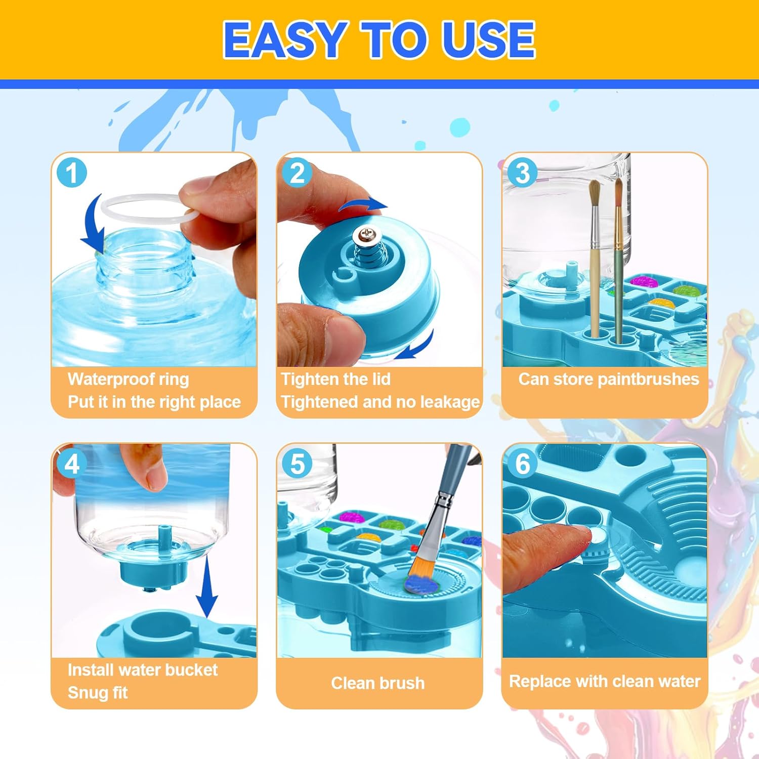 Upgraded Automatic Paint Brush Cleaner - Running Water Circulation Rinser for Acrylic & Watercolor Painting