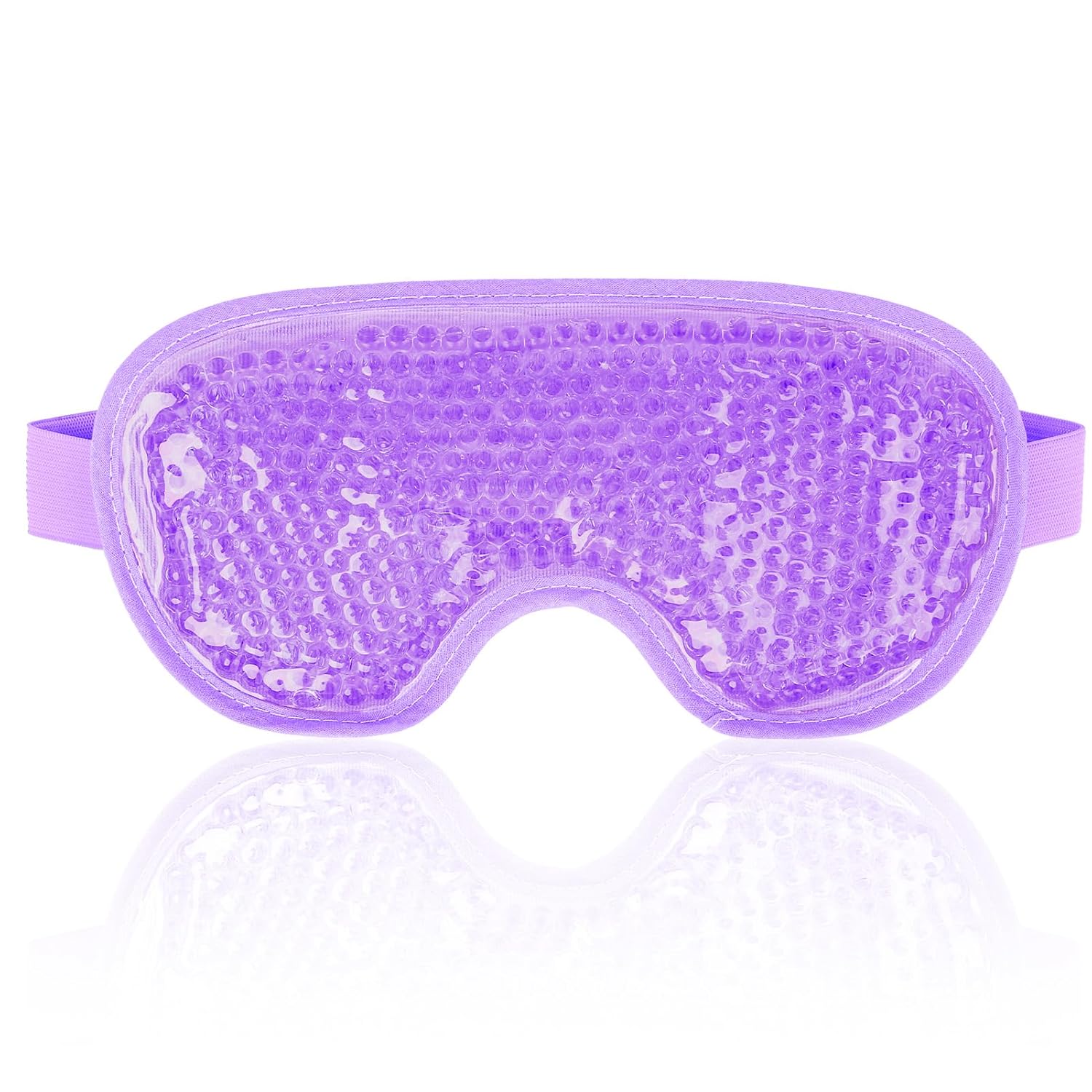 Purple NEWGO cooling gel eye mask with soft plush backing, reusable cold pack for puffy eyes, dark circles and headache relief