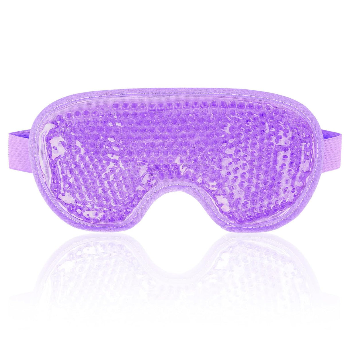 Purple NEWGO cooling gel eye mask with soft plush backing, reusable cold pack for puffy eyes, dark circles and headache relief
