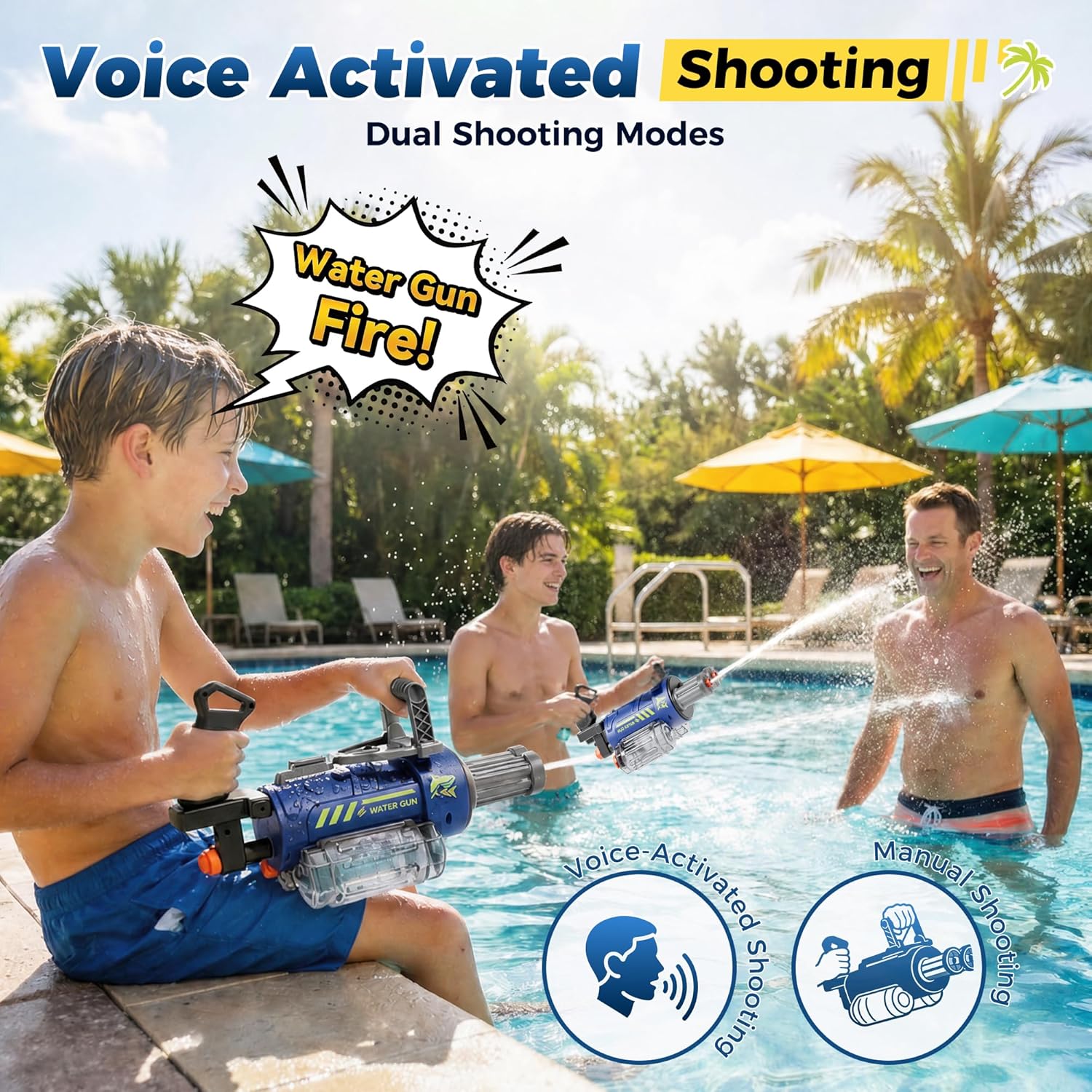 Electric Water Gun with LED Lights – Automatic Long Range Squirt Gun