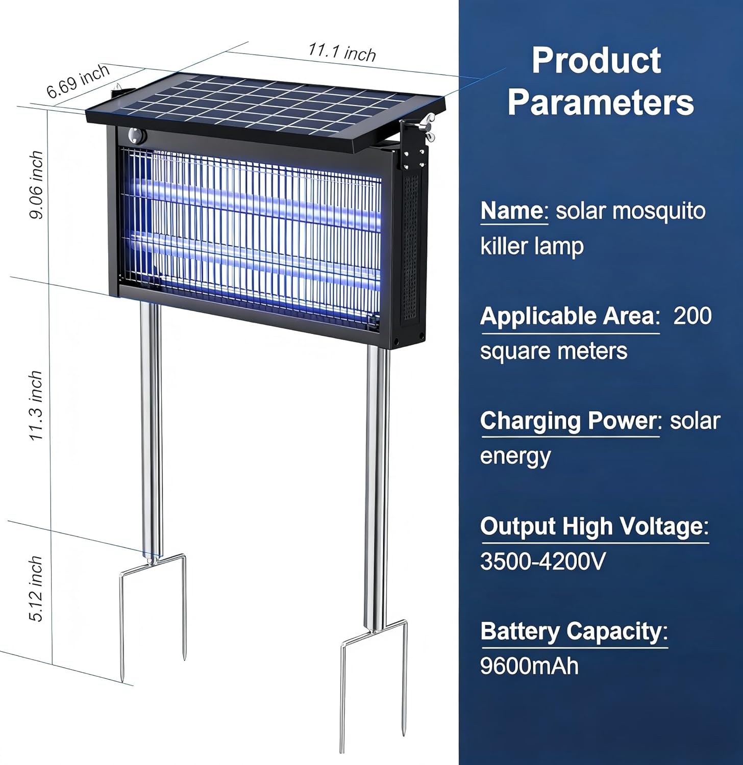 Solar Mosquito Zapper Outdoor – Rechargeable UV Bug Zapper with White & Purple Light | IP44 Waterproof Insect Killer