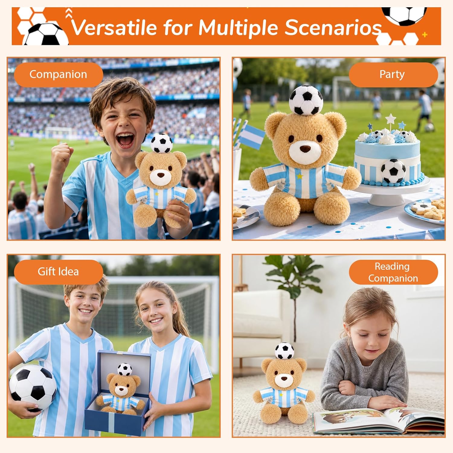 2026 FIFA World Cup Soccer Teddy Bear – 8" Plush Stuffed Animal | Soccer Gift for Kids