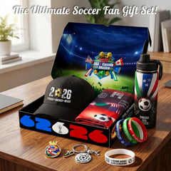 Fibrdoo Soccer Fan Gift Set – 5-Piece Bundle with Water Bottle, Towel, Keychain, Pin & Wristband