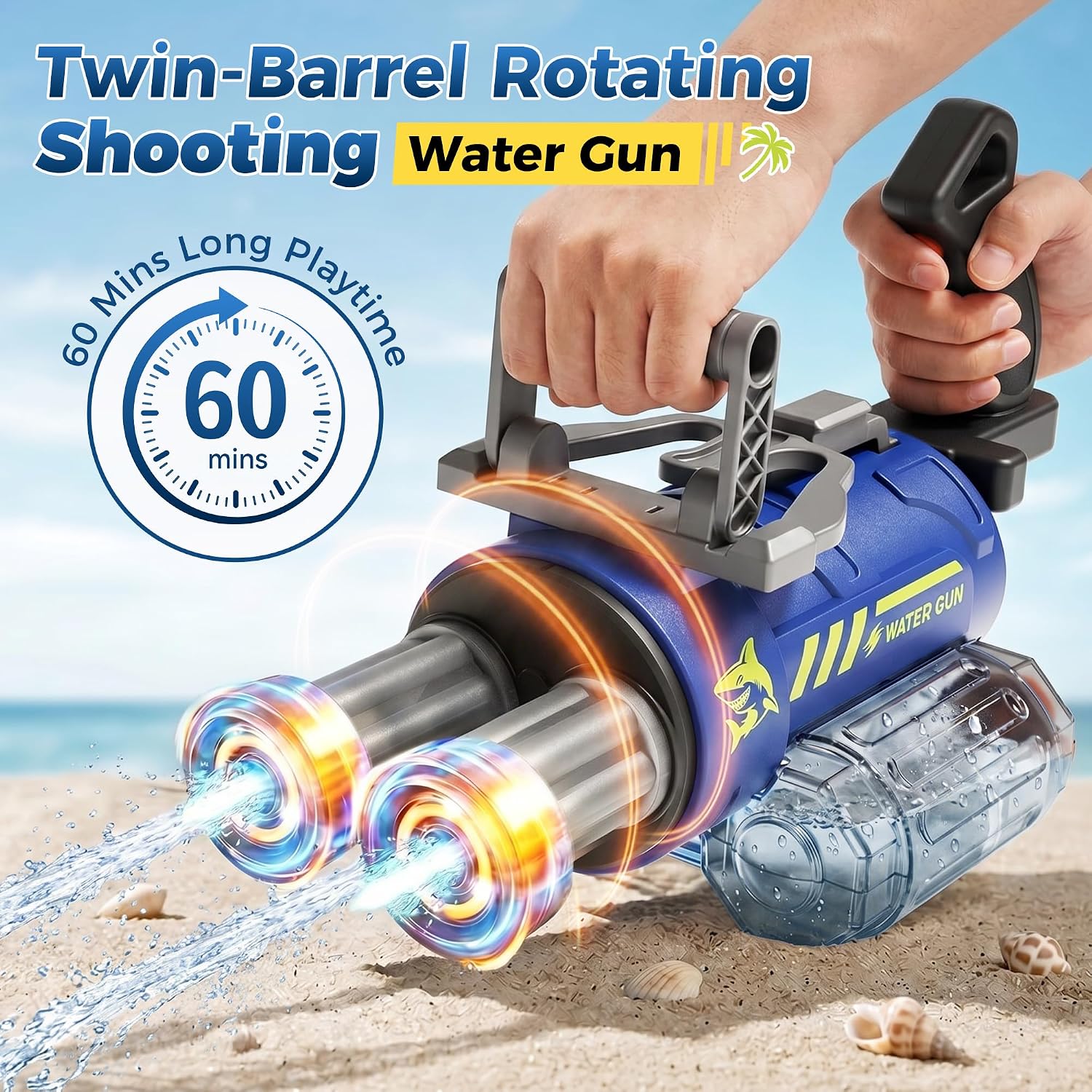 Electric Water Gun with LED Lights – Automatic Long Range Squirt Gun
