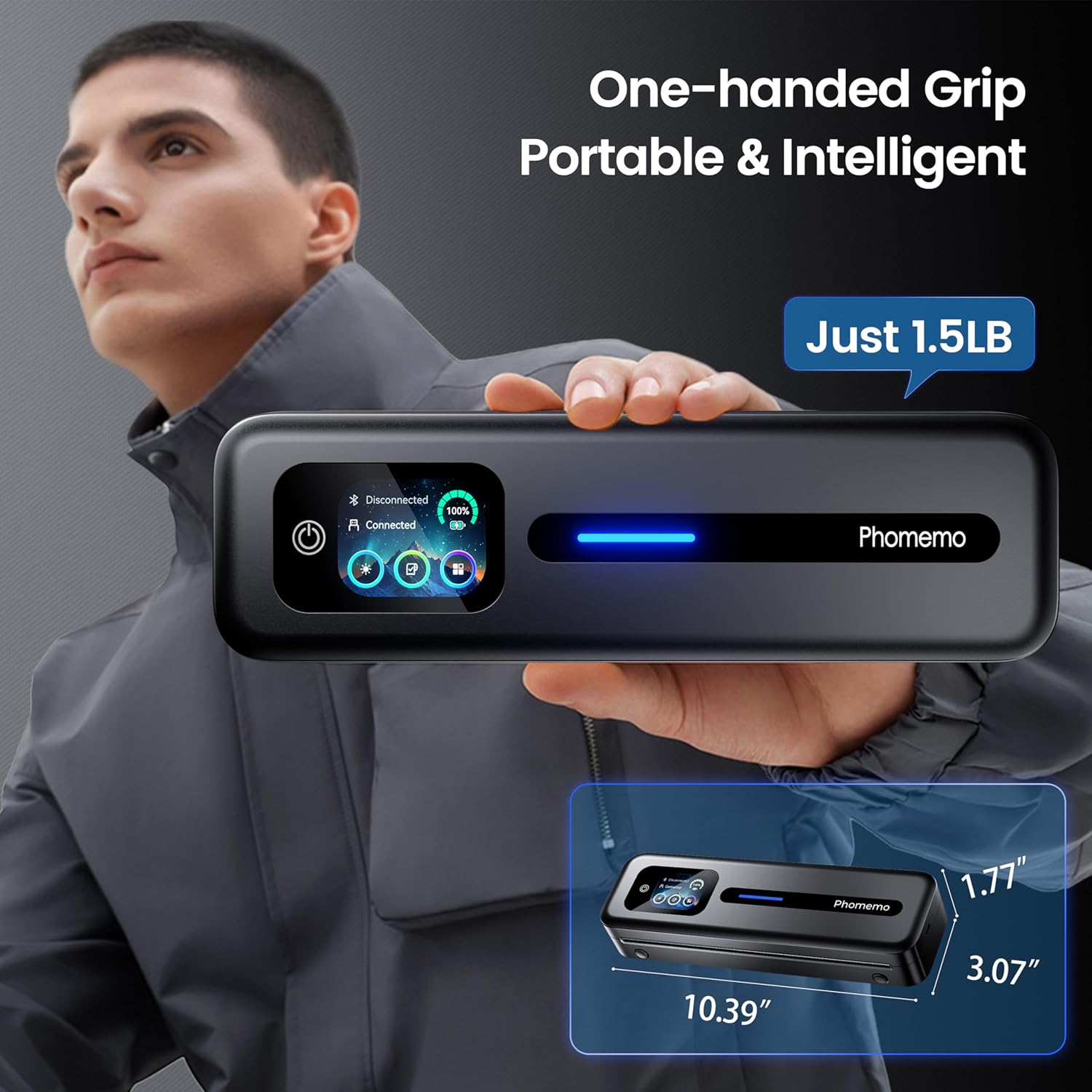 Phomemo M832D Portable Thermal Printer - Wireless Inkless Printer with Touchscreen, Supports US Letter & A4 - Bluetooth Mobile Office for Travel