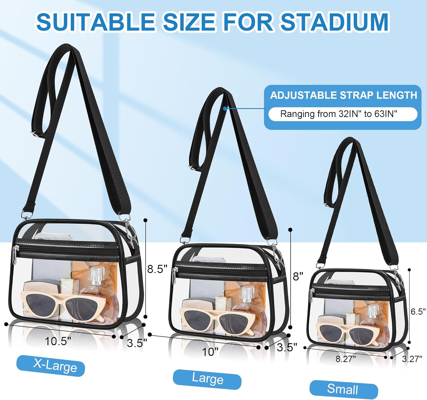 Clear Stadium Bag – NFL & Concert Approved Crossbody Purse | Heavy-Duty PVC, Dual Pockets