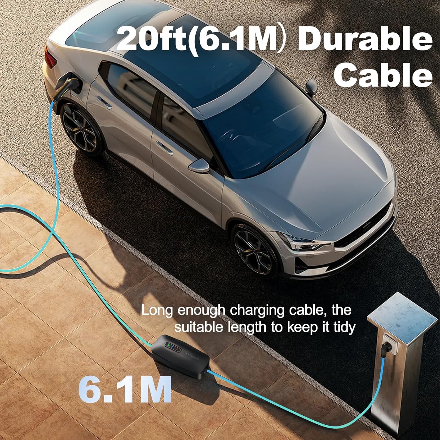 Level 2 EV Charger 32A 7KW - Portable Home Electric Vehicle Charging Station, 240V NEMA 14-50, 20FT Cable