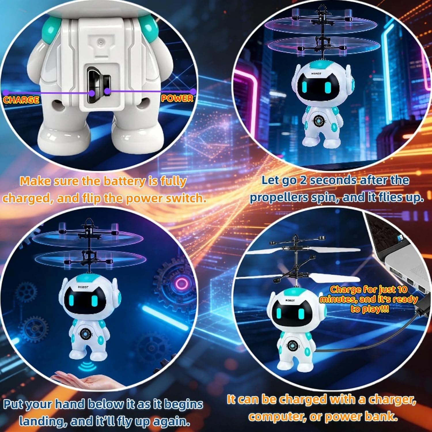 Mini Drone for Kids with LED Lights – Rechargeable Indoor Flying Toy