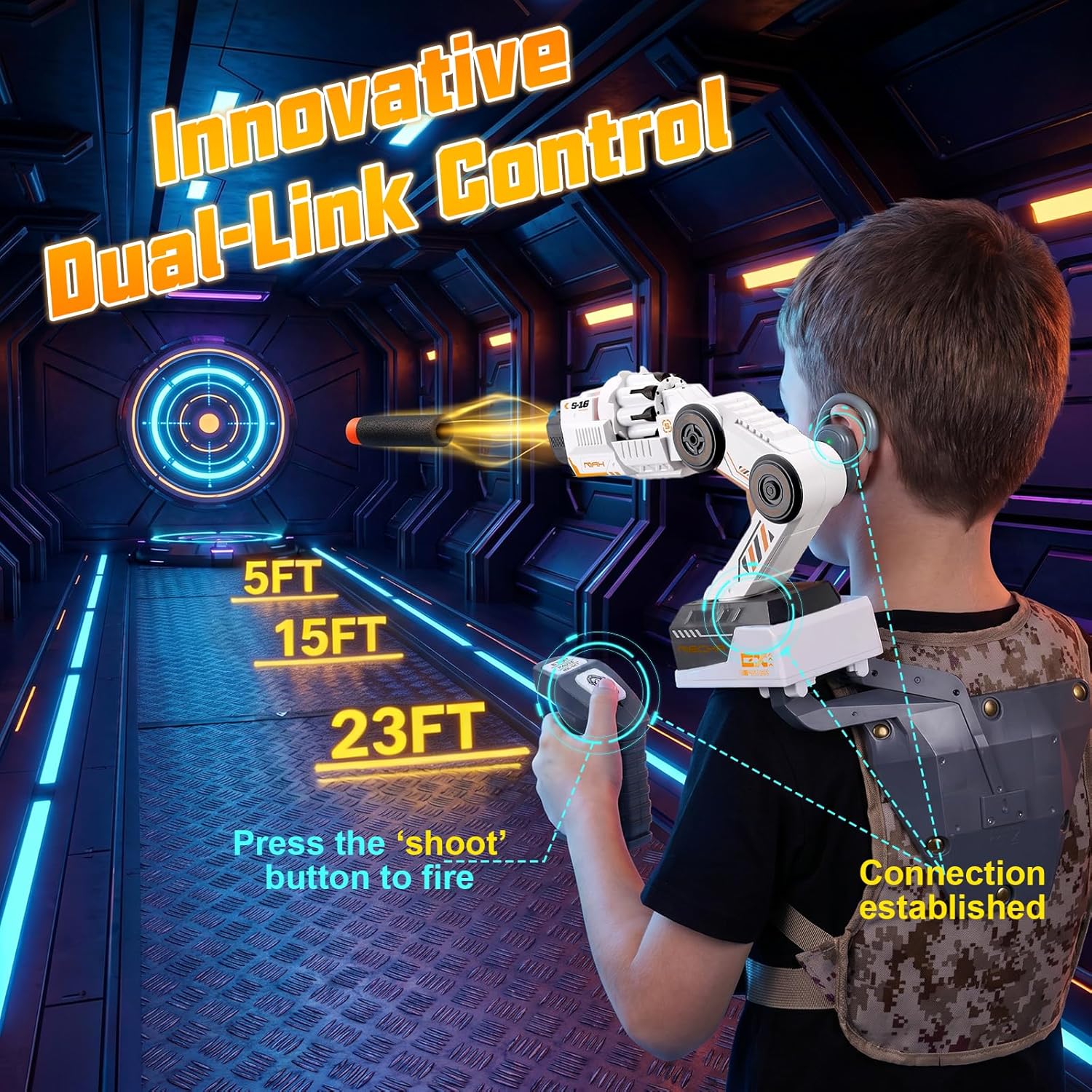Motion Tracking Robot Arm Foam Blaster — Look-to-Aim STEM Toy for Kids 8+