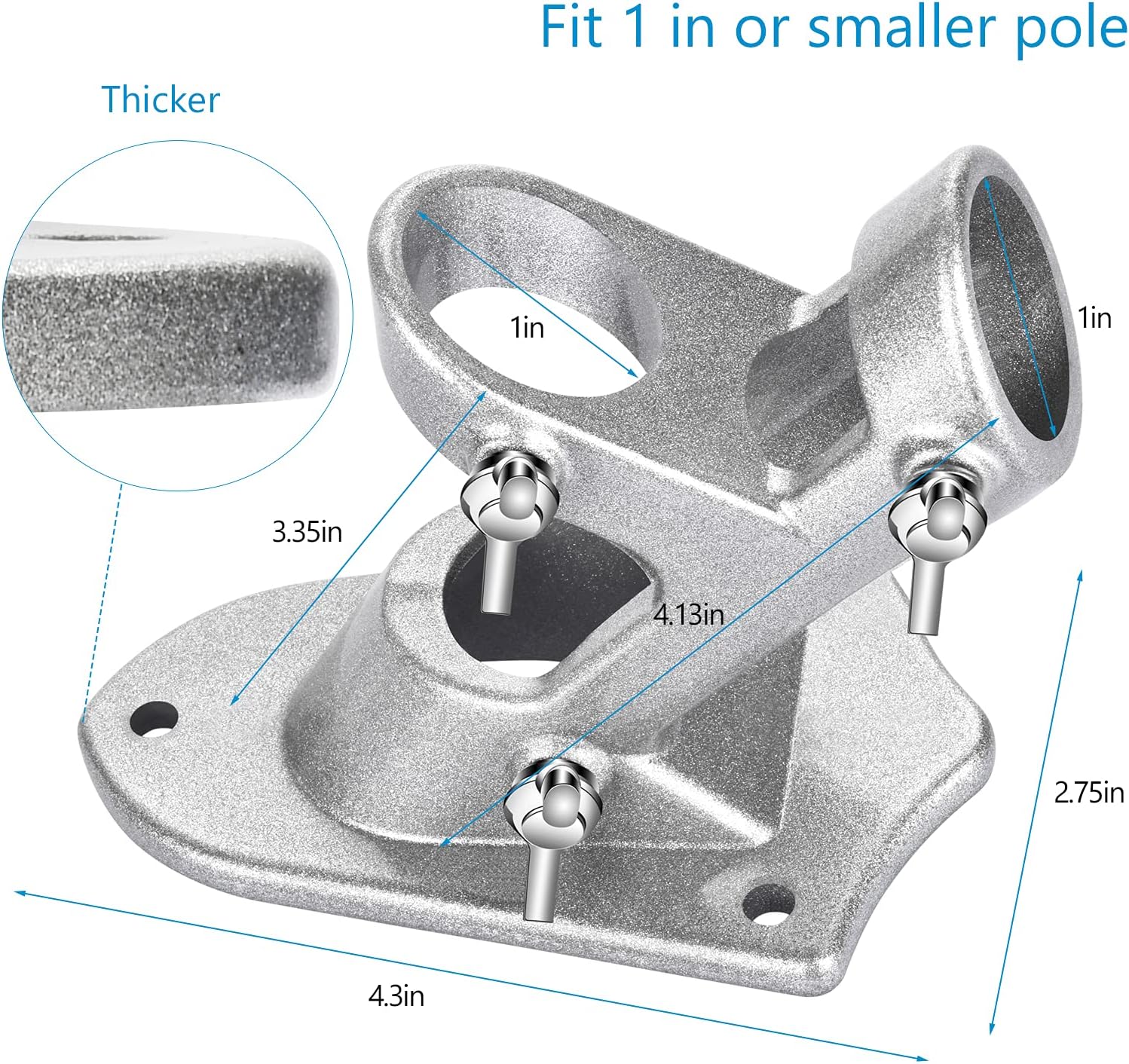 Aluminum Alloy Flag Pole Holder Bracket – 2 Position 45° & 90° Wall Mount | Rust-Proof Heavy Duty Flag Pole Bracket for House Porch & Railing