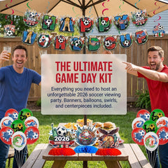 Soccer Party Decorations Set – World Cup Flag Banners, Balloons & Football Party Supplies