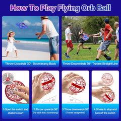 Flying Orb Ball Toy - 2026 Magic Hover Ball with LED Light, 360° Rotating Boomerang Toy for Kids & Adults
