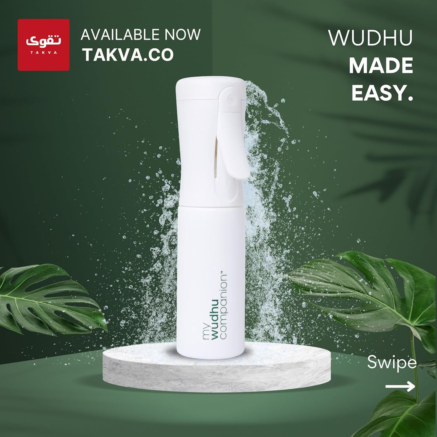 Portable Wudhu Bottle - Shariah Compliant Ablution Sprayer - Drip-Free Travel Wudhu Bottle for Prayer