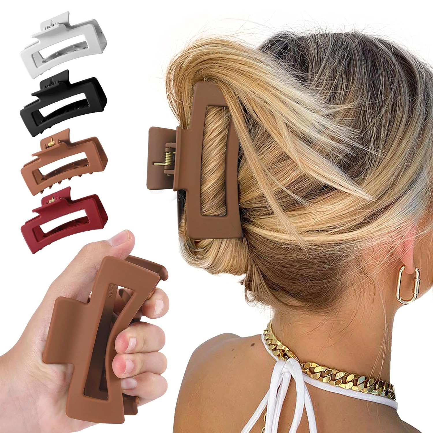 4Pcs Cloud Claw Clips - 4.2 Inch Non-Slip Strong Hold Hair Clips for Thick, Thin, & Curly Hair - Durable TPEE-Silicone