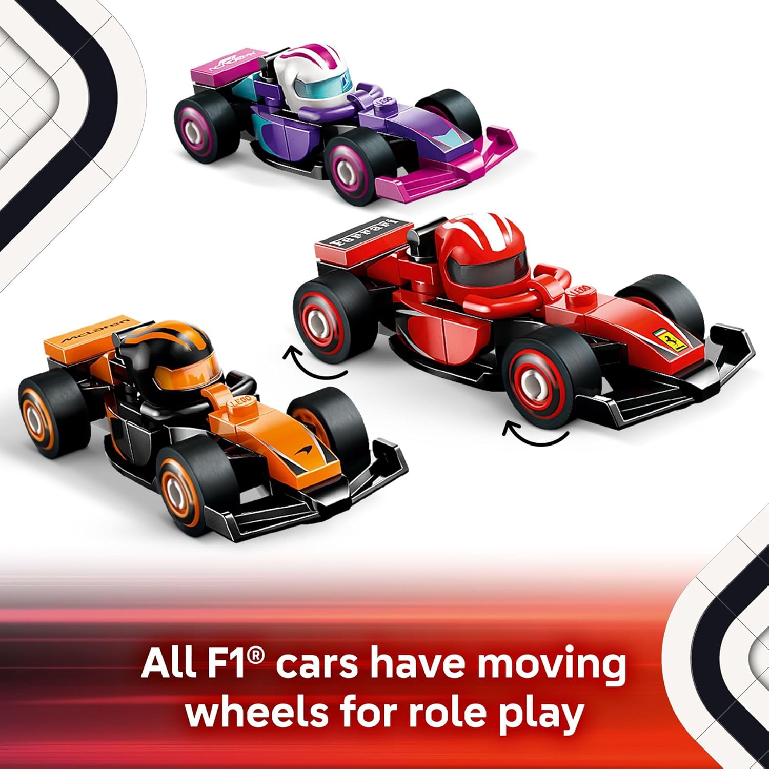 F1 Collectible Race Cars 6-Pack - Mystery Building Set for Kids, Party Favors & Gift, Ages 6+ (66796)