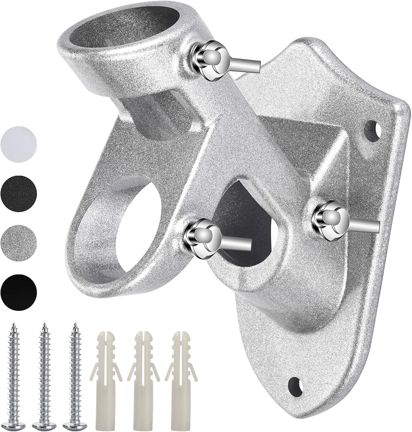 Heavy duty aluminum alloy flag pole bracket mounted on house porch wall at 45 and 90 degree positions holding flag
