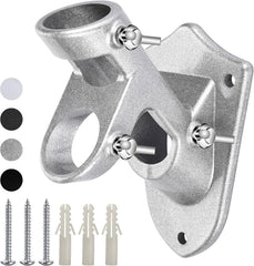 Heavy duty aluminum alloy flag pole bracket mounted on house porch wall at 45 and 90 degree positions holding flag
