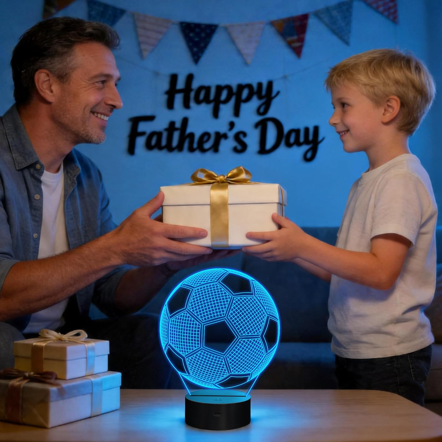 Soccer 3D LED Night Light – 16 Color Remote Control Football Lamp for Kids