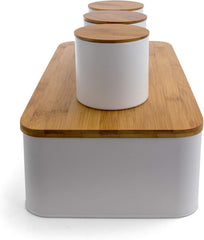 MegaChef 4-Piece Kitchen Canister Set - Airtight Storage Containers with Bamboo Lids for Coffee, Tea & Sugar