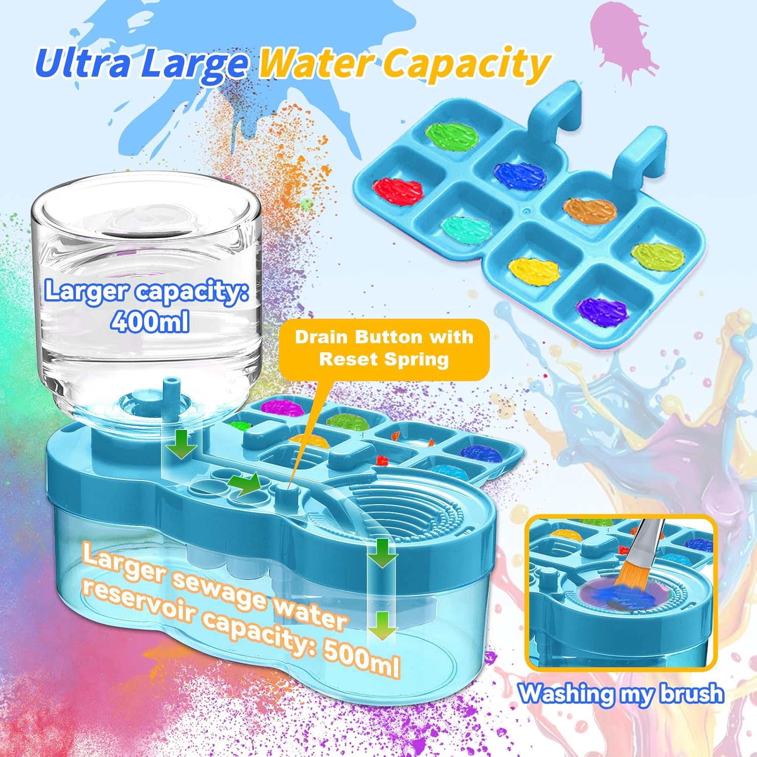 Upgraded Automatic Paint Brush Cleaner - Running Water Circulation Rinser for Acrylic & Watercolor Painting