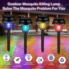 12-Pack Solar Bug Zapper Outdoor – UV Mosquito Killer Lamp with Warm & Purple Light | Auto On/Off Garden Pest Repeller