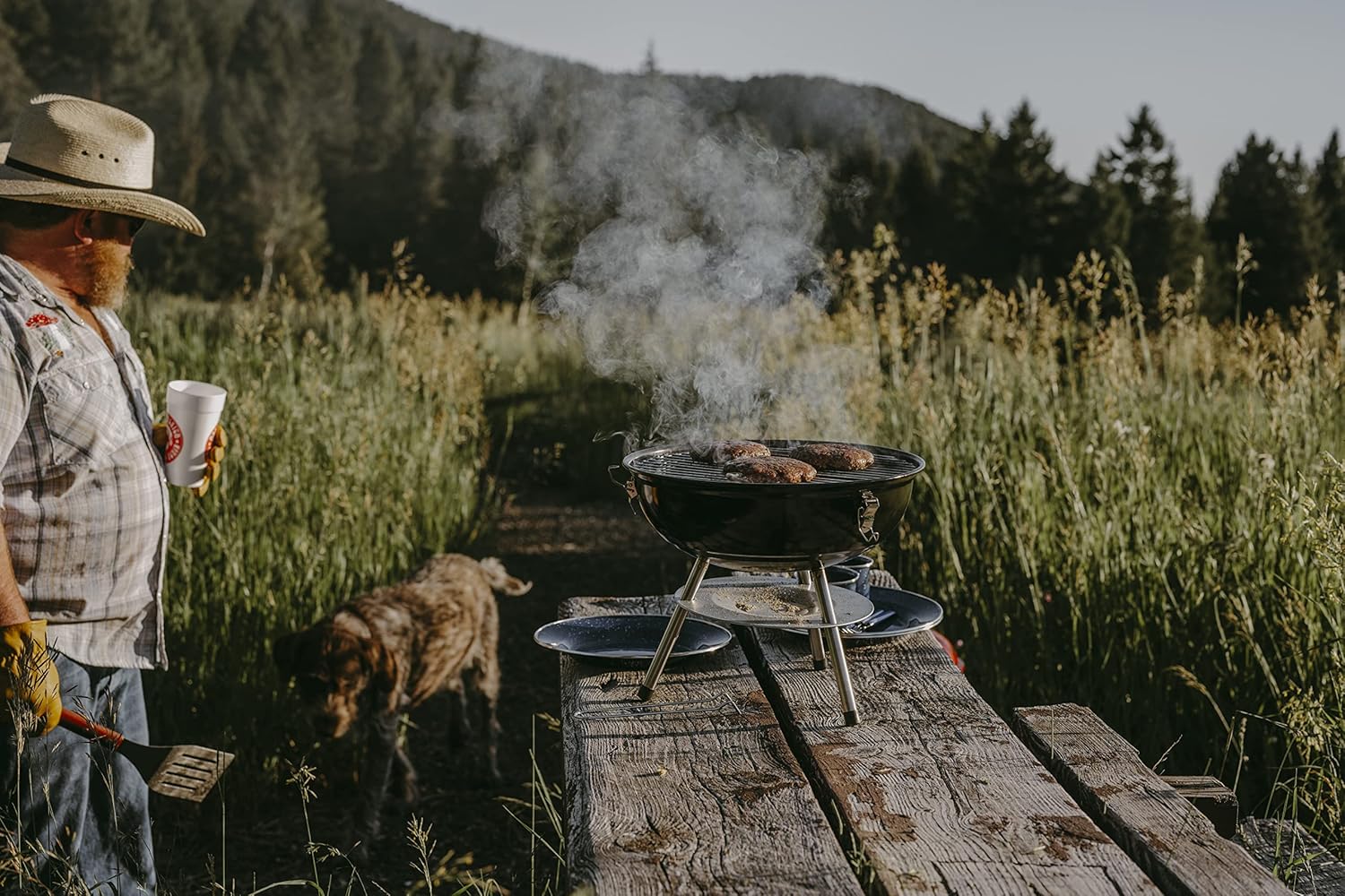 Gas One Portable Charcoal Grill - Compact BBQ Grill with Warming Rack for Camping, Backyard & Outdoor