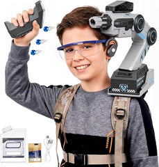 Motion tracking robot arm blaster with water bead ammo, Look-to-Aim wearable STEM toy for kids 8+