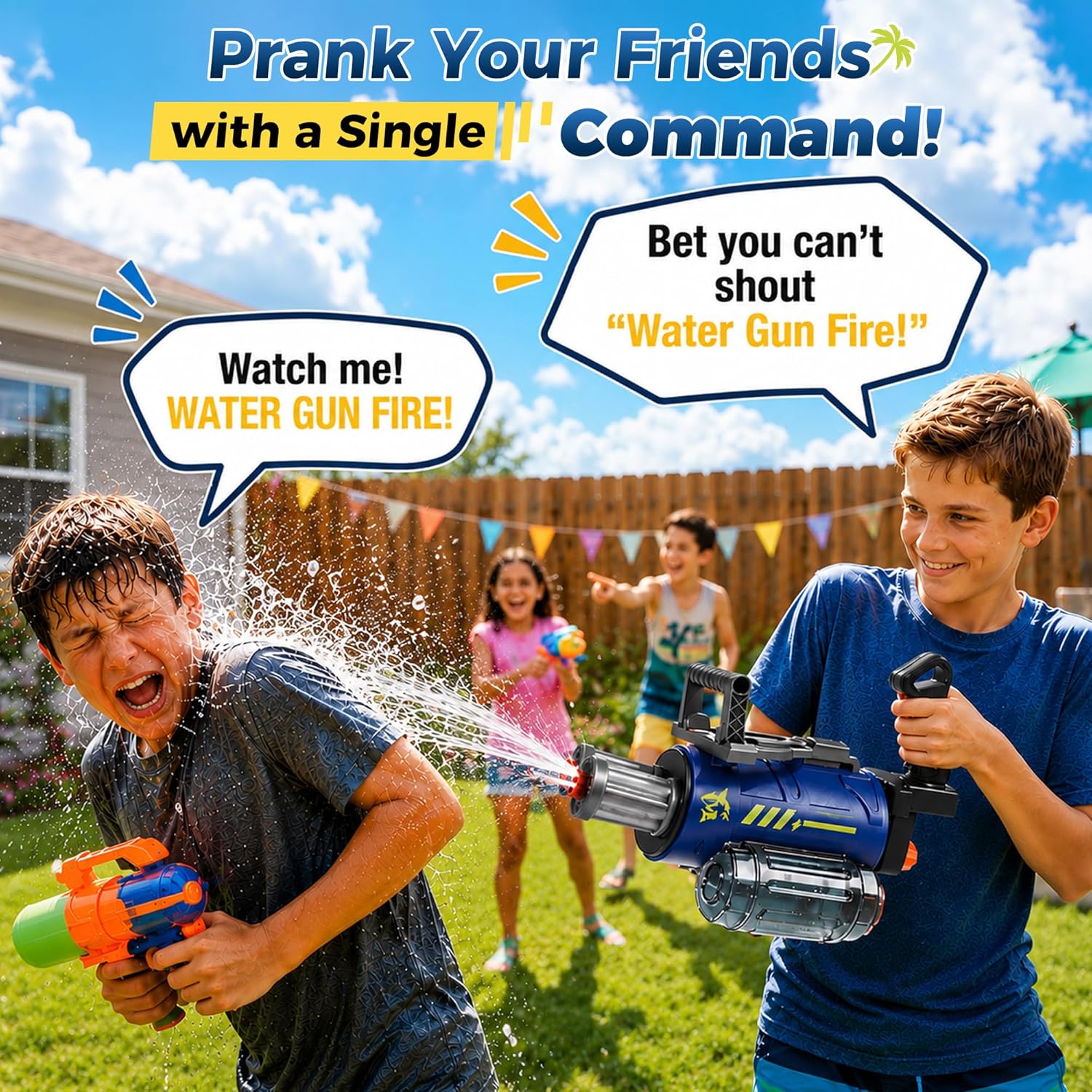 Electric Water Gun with LED Lights – Automatic Long Range Squirt Gun