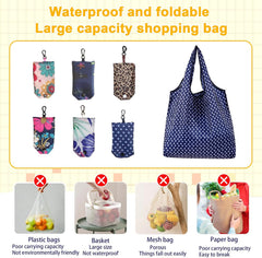 Reusable Shopping Bags 6 Pack - Foldable Grocery Tote Bags, Washable Eco-Friendly Polyester for Travel & Daily Use