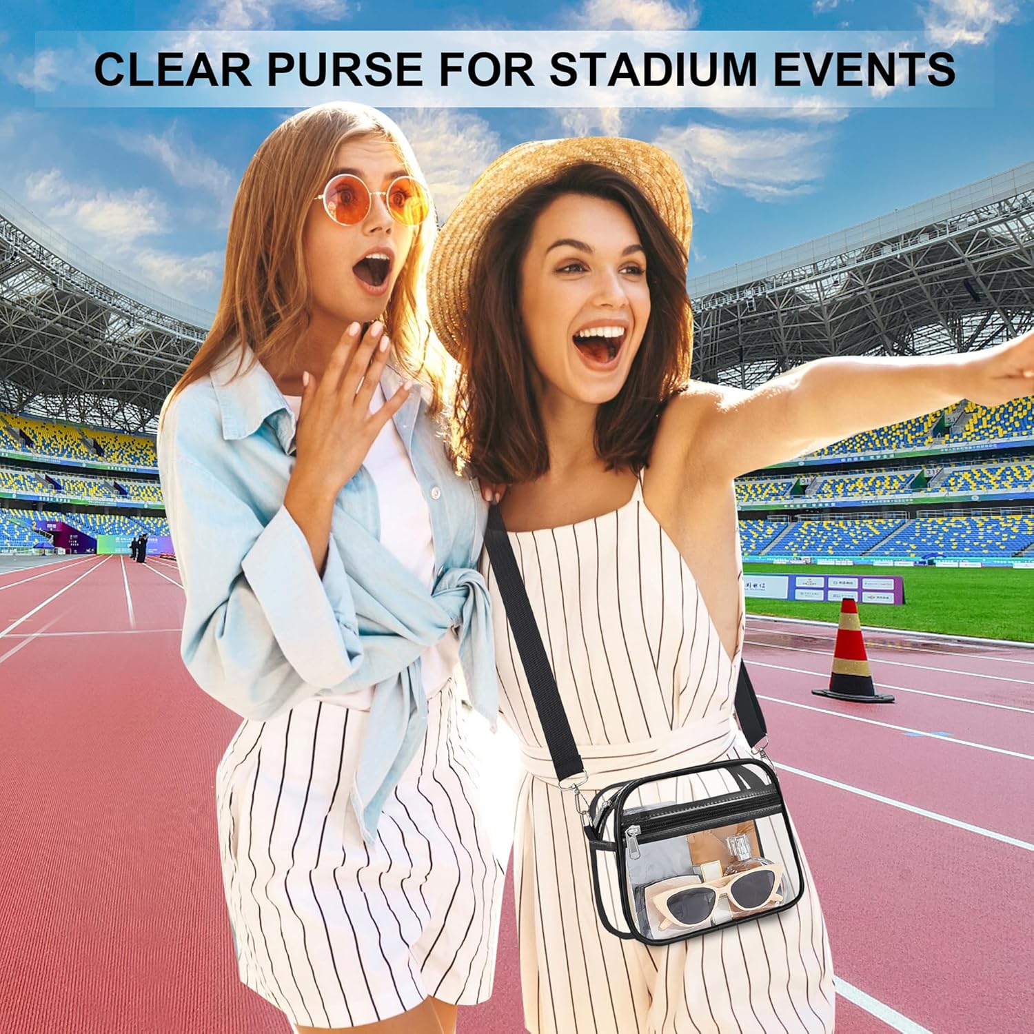 Clear Stadium Bag – NFL & Concert Approved Crossbody Purse | Heavy-Duty PVC, Dual Pockets