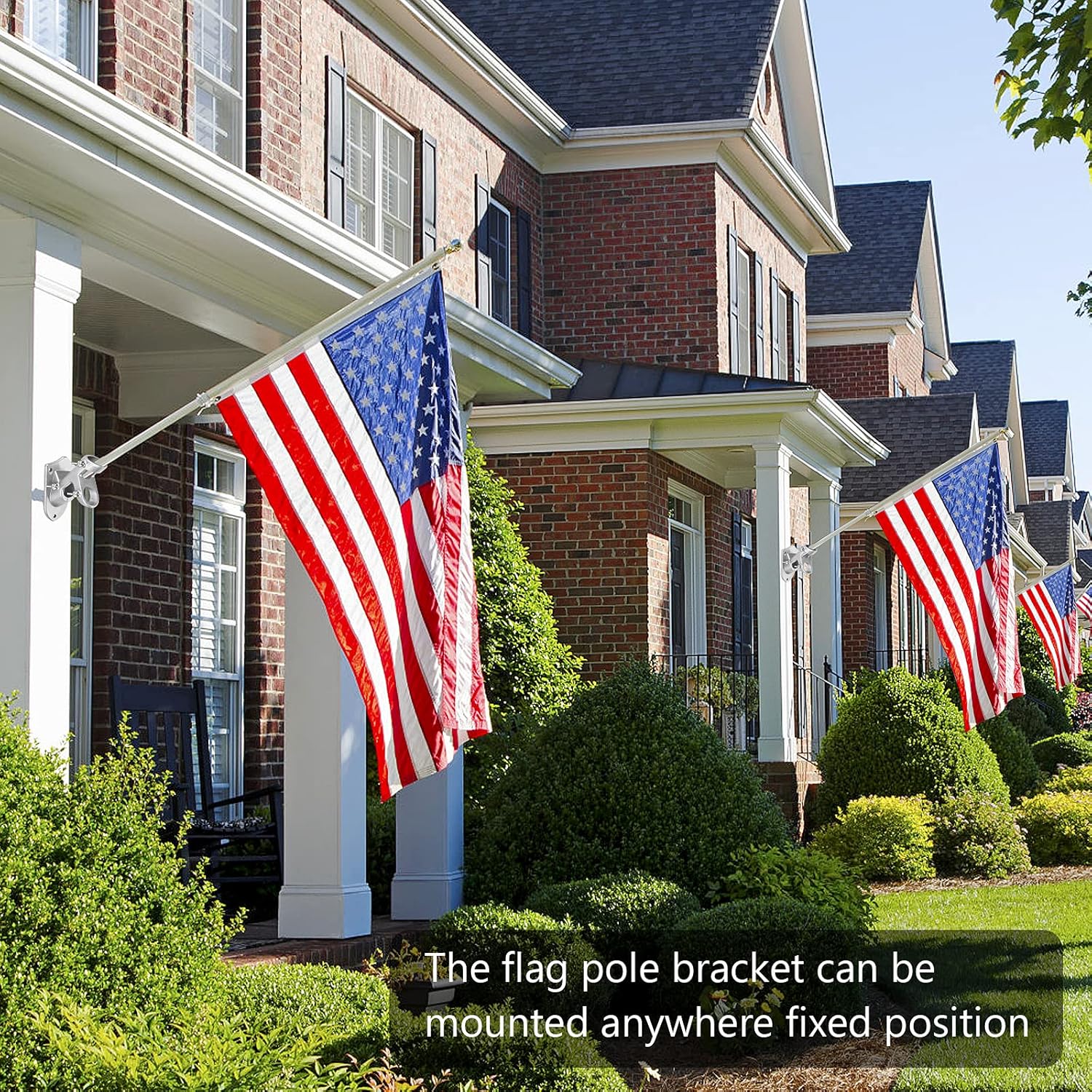 Aluminum Alloy Flag Pole Holder Bracket – 2 Position 45° & 90° Wall Mount | Rust-Proof Heavy Duty Flag Pole Bracket for House Porch & Railing