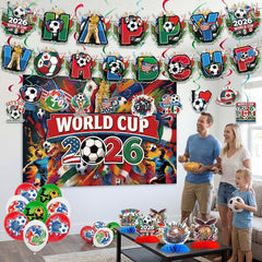 Soccer Party Decorations Set – World Cup Flag Banners, Balloons & Football Party Supplies