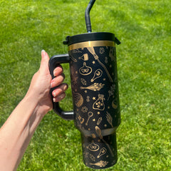 Witchy 40oz Tumbler with Handle - Insulated Gothic Travel Mug, Stainless Steel Cup for Witch Lovers
