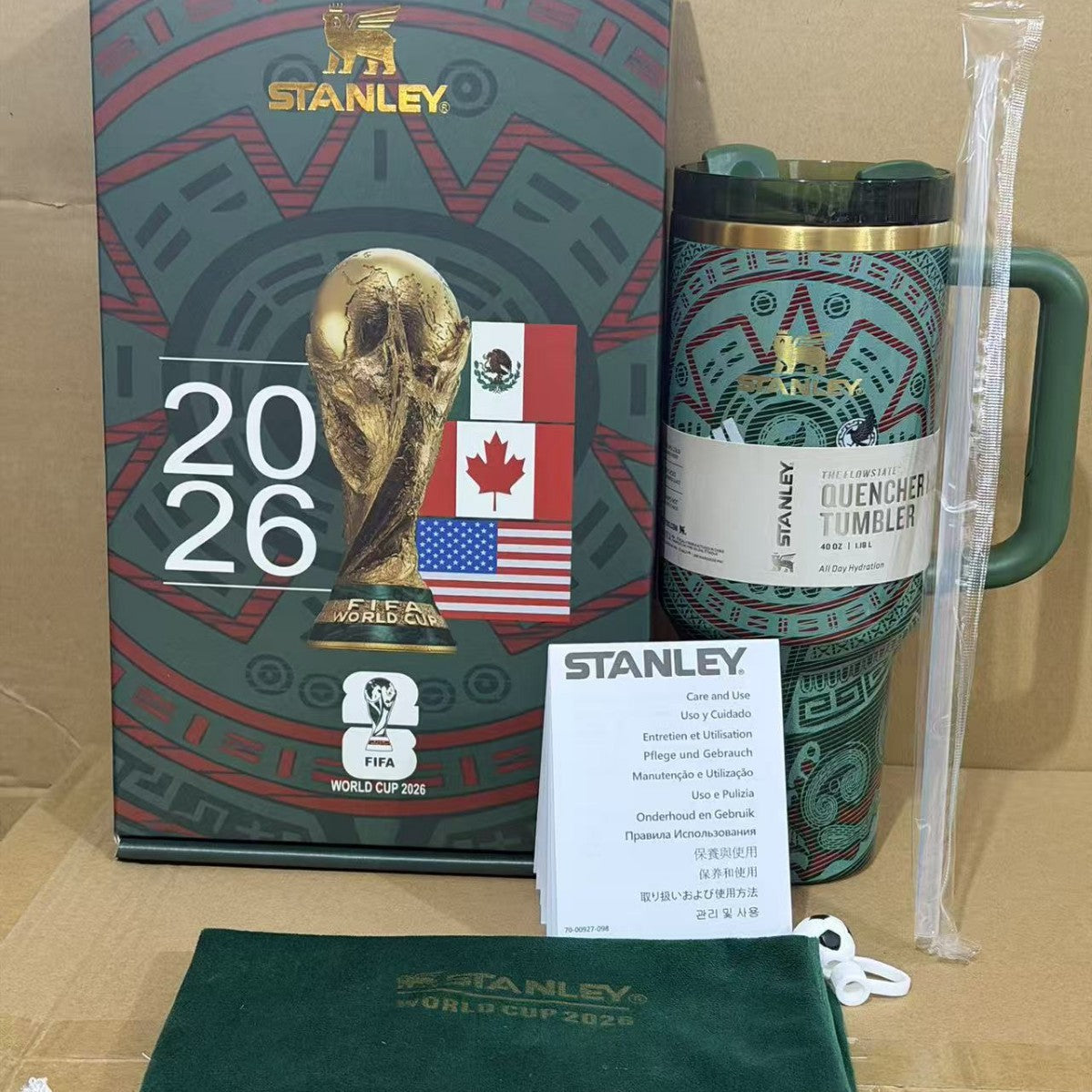 Stanley Mexico Green World Cup 2026 Soccer Tumbler 40oz insulated cup with straw — El Tri limited edition