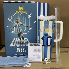 Stanley Argentina #10 World Cup 2026 Soccer Tumbler 40oz insulated cup with straw — blue and white limited edition