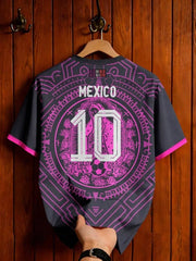 Purple Mexico Style Soccer Jersey – Mayan Totem Print Tee, Unisex Short Sleeve Football Shirt