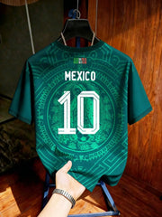 Green Mexico Style Soccer Jersey – Mayan Totem Print Tee, Unisex Short Sleeve Football Shirt